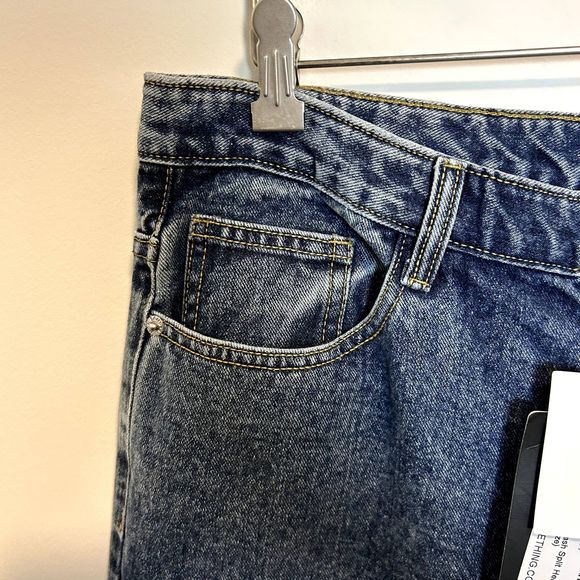 NWT Pretty Little Thing Womens Wide Leg Jeans Size US 12 Acid Wash Medium - Picture 10 of 15